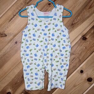 Zutano Vintage Sleeveless Romper Baby Sz 6-12 Months Elephant Palm Trees Cotton